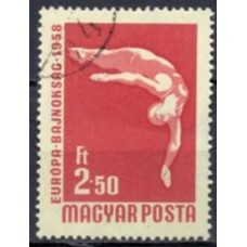 HUN1262U-SELO CAMPEONATO EUROPEU ESPORTIVO, 2,50FO - HUNGRIA - 1958 - U