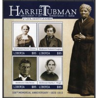 LIB5204MF-MINIFOLHA CENTENÁRIO DO MEMORIAL HARRIET TUBMAN - LIBÉRIA - 2013 - MINT