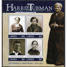 LIB5204MF-MINIFOLHA CENTENÁRIO DO MEMORIAL HARRIET TUBMAN - LIBÉRIA - 2013 - MINT