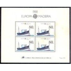 MDEB009M-BLOCO SÉRIE EUROPA - TRANSPORTES E COMUNICAÇÕES - MADEIRA - 1988 - MINT