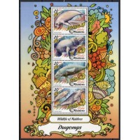 MLD5622MF-MINIFOLHA VIDA SELVAGEM NAS MALDIVAS, DUGONGOS - MALDIVAS - 2017 - MINT