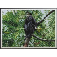 MLDB0369M-BLOCO VIDA SELVAGEM - CHIMPANZÉ - MALDIVAS - 1996 - MINT