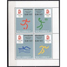 MOC2492MF-MINIFOLHA OLIMPÍADAS DE PEQUIM - COM SOBRECARGA - MOÇAMBIQUE - 2008 - MINT