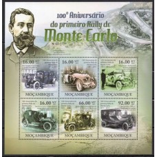 MOC3700MF-MINIFOLHA CENTENÁRIO DO 1º RALLY DE MONTE CARLO - MOÇAMBIQUE - 2011 - MINT