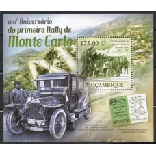 MOCB0376M-BLOCO CENTENÁRIO DO 1º RALLY DE MONTE CARLO - MOÇAMBIQUE - 2011 - MINT