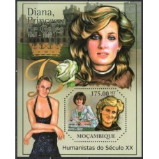 MOCB0406M-BLOCO HUMANISTAS DO SÉCULO XX - PRINCESA DIANA - MOÇAMBIQUE - 2011 - MINT