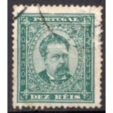 POR0057UB.02-SELO LUÍS 1º, 10R DENTEAÇÃO 12 1/2 - PORTUGAL - 1882/87 - U