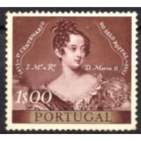 POR0798N-SELO CENTENÁRIO DO SELO - RAINHA DONA MARIA II, 1E - PORTUGAL - 1953 - N
