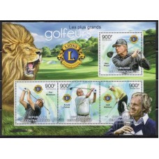 RCA2456MF-MINIFOLHA GRANDES DO GOLFE & LIONS INTERNATIONAL - REPÚBLICA CENTROAFRICANA - 2012 - MINT