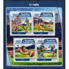 RCA5105MF-MINIFOLHA RUGBY - REPÚBLICA CENTROAFRICANA - 2017 - MINT