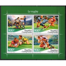 RCA5815MF-MINIFOLHA RUGBY - REPÚBLICA CENTROAFRICANA - 2018 - MINT