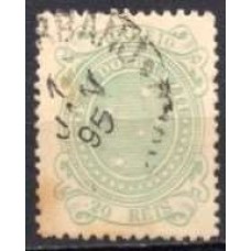 RE0070UA.02-SELO CRUZEIRO, 20 RÉIS VERDE DENTEAÇÃO 13 - 1890 - U