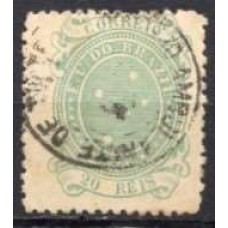 RE0070UA.03-SELO CRUZEIRO, 20 RÉIS VERDE DENTEAÇÃO 13 - 1890 - U