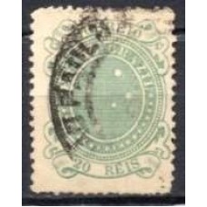 RE0070UA.04-SELO CRUZEIRO, 20 RÉIS VERDE DENTEAÇÃO 13 - 1890 - U