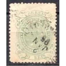 RE0070UA.08-SELO CRUZEIRO, 20 RÉIS VERDE DENTEAÇÃO 13 - 1890 - U