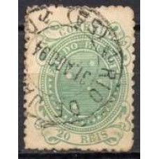 RE0070UA.09-SELO CRUZEIRO, 20 RÉIS VERDE DENTEAÇÃO 13 - 1890 - U