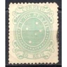 RE0070UA.15-SELO CRUZEIRO, 20 RÉIS VERDE DENTEAÇÃO 13 - 1890 - U