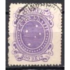 RE0073U.06-SELO CRUZEIRO, 200 RÉIS DENTEAÇÃO 13-14 - 1890 - U