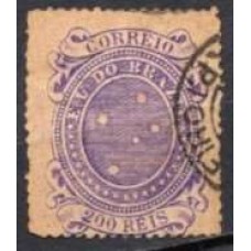 RE0073U.09-SELO CRUZEIRO, 200 RÉIS DENTEAÇÃO 13-14 - 1890 - U
