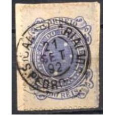RE0074U.01-SELO CRUZEIRO, 300 RÉIS DENTEAÇÃO 13-14 - 1890 - U - SOBRE FRAGMENTO