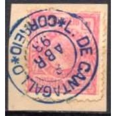 RE0080UA.01-SELO ALEGORIA LIBERDADE CABECINHA, 100 RÉIS DENTEAÇÃO 13 - 1893 - U - SOBRE FRAGMENTO
