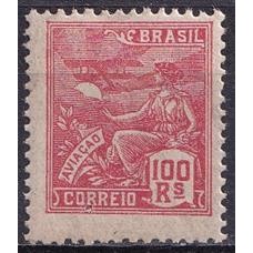 RE0180N-SELO VOVÓ PARTE 1, 100 RÉIS VERMELHO SEM FILIGRANA - 1920 - N