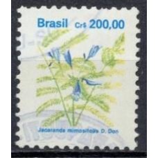 RE0684UA-SELO FLORA BRASILEIRA PADRÃO CRUZEIRO, 200,00 PAPEL FOSCO FOSFORESCÊNCIA AMARELA A BRANCA - 1991 - U