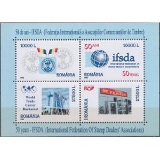 ROMB0261M-BLOCO 50 ANOS DA IFSDA - FEDERAÇÃO INTERNACIONAL DAS ASSOCIAÇÕES DOS COMERCIANTES FILATÉLICOS - ROMÊNIA - 2002 - MINT
