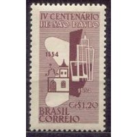SB0328M-SELO 4º CENTENÁRIO DE SÃO PAULO/SP, CR$ 1,20 PAPEL BRANCO - 1954 - MINT