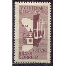 SB0328M-SELO 4º CENTENÁRIO DE SÃO PAULO/SP, CR$ 1,20 PAPEL BRANCO - 1954 - MINT