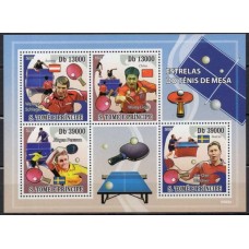 STP3130MF-MINIFOLHA ESTRELAS DO TÊNIS DE MESA - SÃO TOMÉ E PRÍNCIPE - 2009 - MINT