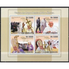 STP3424MF-MINIFOLHA VISITA DO PAPA BENTO XVI A ÁFRICA - SÃO TOMÉ E PRÍNCIPE - 2010 - MINT