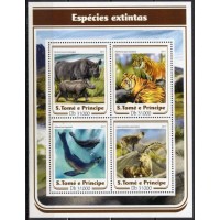 STP5597MF-MINIFOLHA ANIMAIS EXTINTOS - SÃO TOMÉ E PRÍNCIPE - 2017 - MINT
