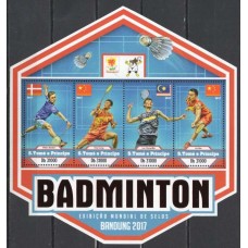 STP5749MF-MINIFOLHA EXPOSIÇÃO FILATÉLICA BANDUNG 2017 - BADMINTON - SÃO TOMÉ E PRÍNCIPE - 2017 - MINT