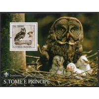 STPB0220M-BLOCO JAMBOREE MUNDIAL TAILÂNDIA 2002 - CORUJAS - SÃO TOMÉ E PRÍNCIPE - 2003 - MINT