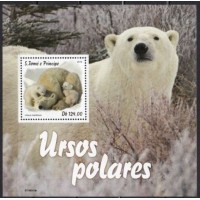 STPB1227M-BLOCO URSOS POLARES - SÃO TOMÉ E PRÍNCIPE - 2019 - MINT