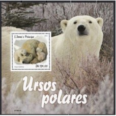 STPB1227M-BLOCO URSOS POLARES - SÃO TOMÉ E PRÍNCIPE - 2019 - MINT