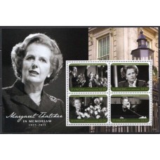 SVG5732MF-MINIFOLHA IN MEMORIAN MARGARET THATCHER - SÃO VICENTE E GRANADINAS - 2013 - MINT