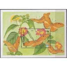 SVIB0176M-BLOCO EXPOSIÇÃO FILATÉLICA GENOVA 92 - BORBOLETAS - SÃO VICENTE - 1992 - MINT