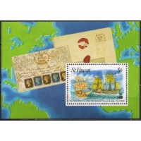 SVIB0186M-BLOCO PRIMEIRA CARTA A CRUZAR O ATLÂNTICO POR NAVIO EM 1840 - SÃO VICENTE - 1992 - MINT SVIB0186M-BLOCO PRIMEIRA CARTA A CRUZAR O ATLÂNTICO POR NAVIO EM 1840 - SÃO VICENTE - 1992 - MINT