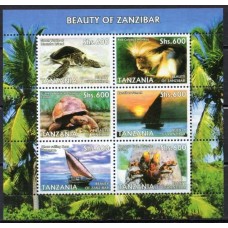 TAN3431MF-MINIFOLHA BELEZAS DE ZANZIBAR - TANZÂNIA - 2006 - MINT