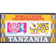 TANB0044M-BLOCO CAMPEONATO MUNDIAL DE XADREZ - TANZÂNIA - 1986 - MINT