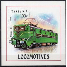 TANB0140M-BLOCO LOCOMOTIVAS - FRANÇA 1952 - TANZÂNIA - 1991 - MINT