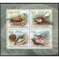 TOG2856MF-MINIFOLHA CONCHAS - TOGO - 2012 - MINT