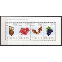 TOG3388MF-MINIFOLHA MORCEGOS E FRUTAS - TOGO - 2013 - MINT