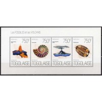 TOG3424MF-MINIFOLHA FÓSSEIS E VULCÕES - TOGO - 2013 - MINT