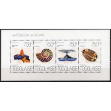 TOG3424MF-MINIFOLHA FÓSSEIS E VULCÕES - TOGO - 2013 - MINT