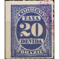 TX0011U-SELO TAXA CIFRA ABN CORES DIVERSAS, 20 RÉIS - 1890 - U