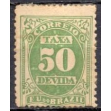 TX0020NB-SELO TAXA TIPO CIFRA NOVO MODELO, 50 RÉIS DENTEAÇÃO 13X11 - 1893/1906 - N