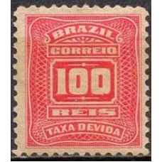 TX0030N-SELO TAXA CIFRA ABN NOVO DESENHO, 100 RÉIS CARMIM - 1906 - N